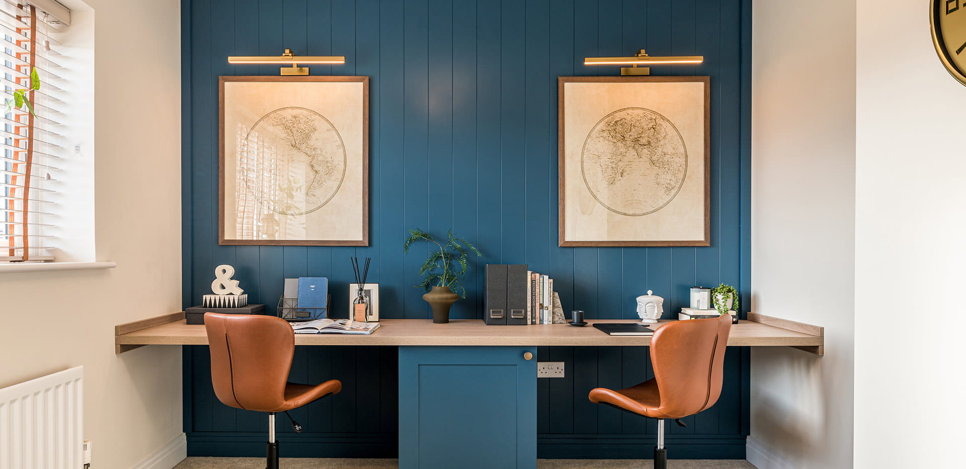 4 bedroom showhome study with double desks