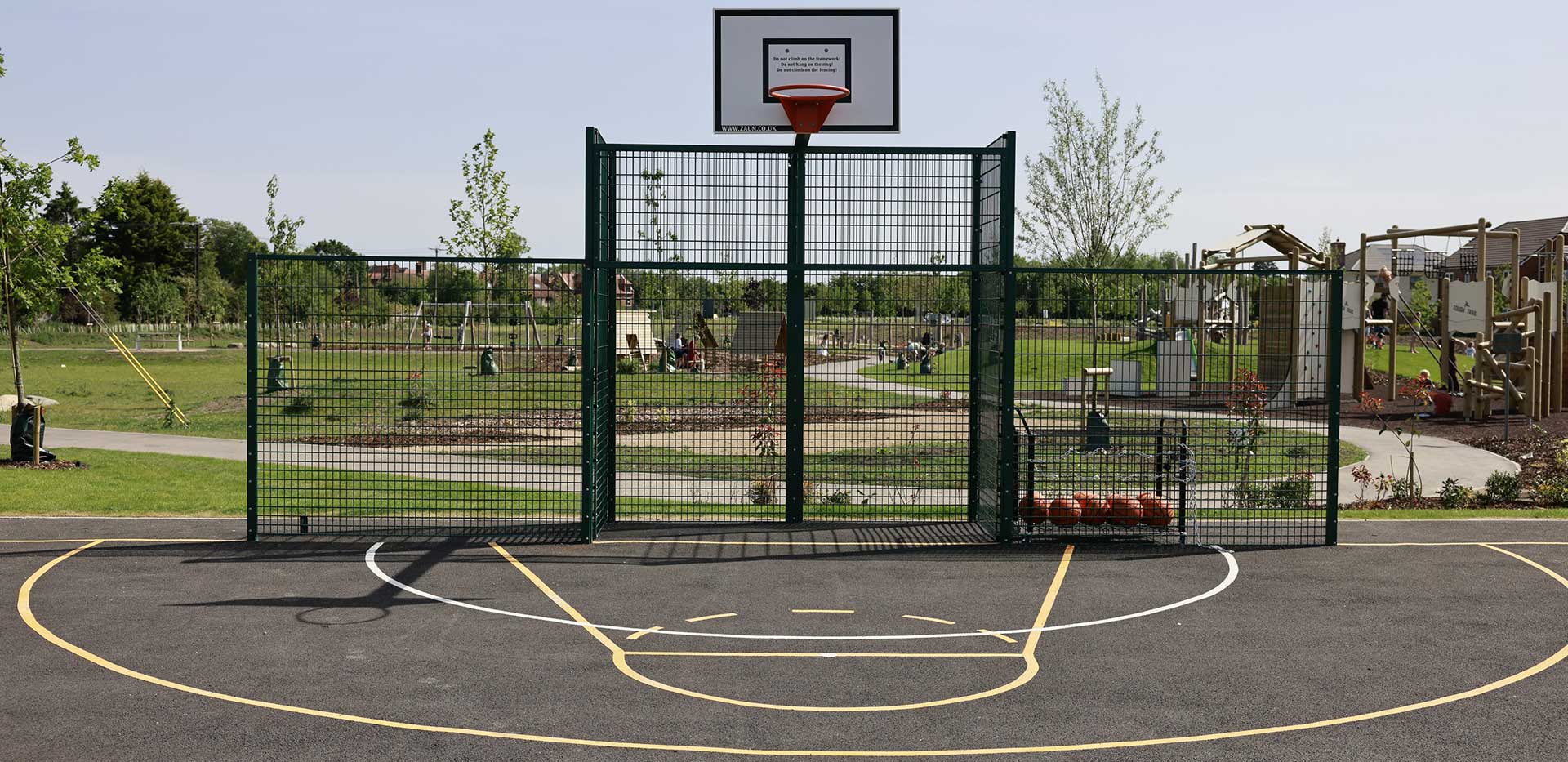 An image of the Basketball Court close up at The Meadows Keep Play Park