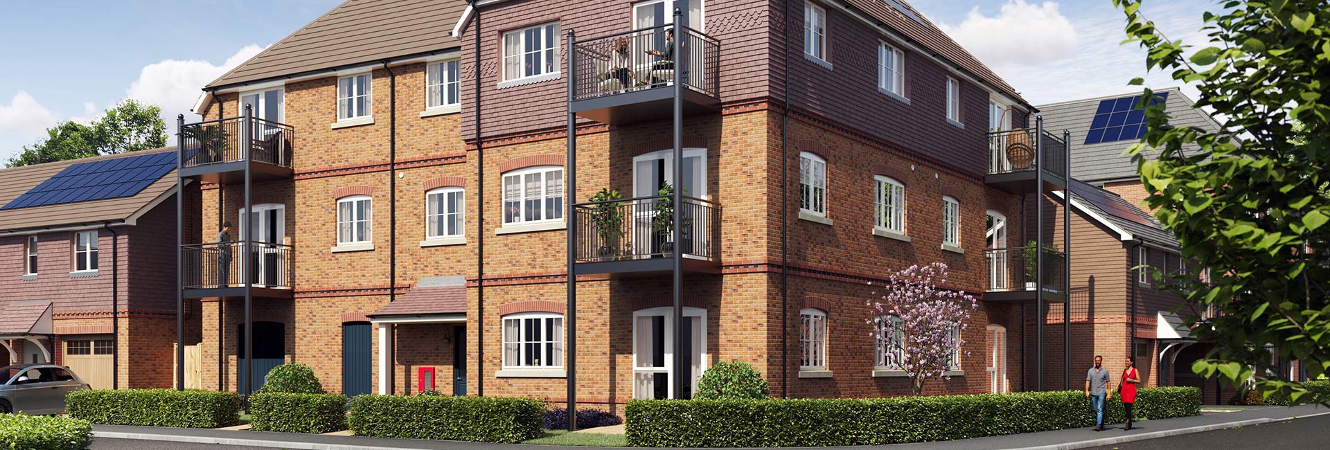 An exterior of Winterbrook Meadows, showing properties 85-92