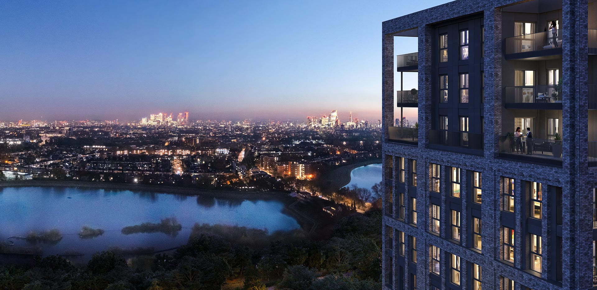 An exterior image of the Crown Collection at Woodberry Down