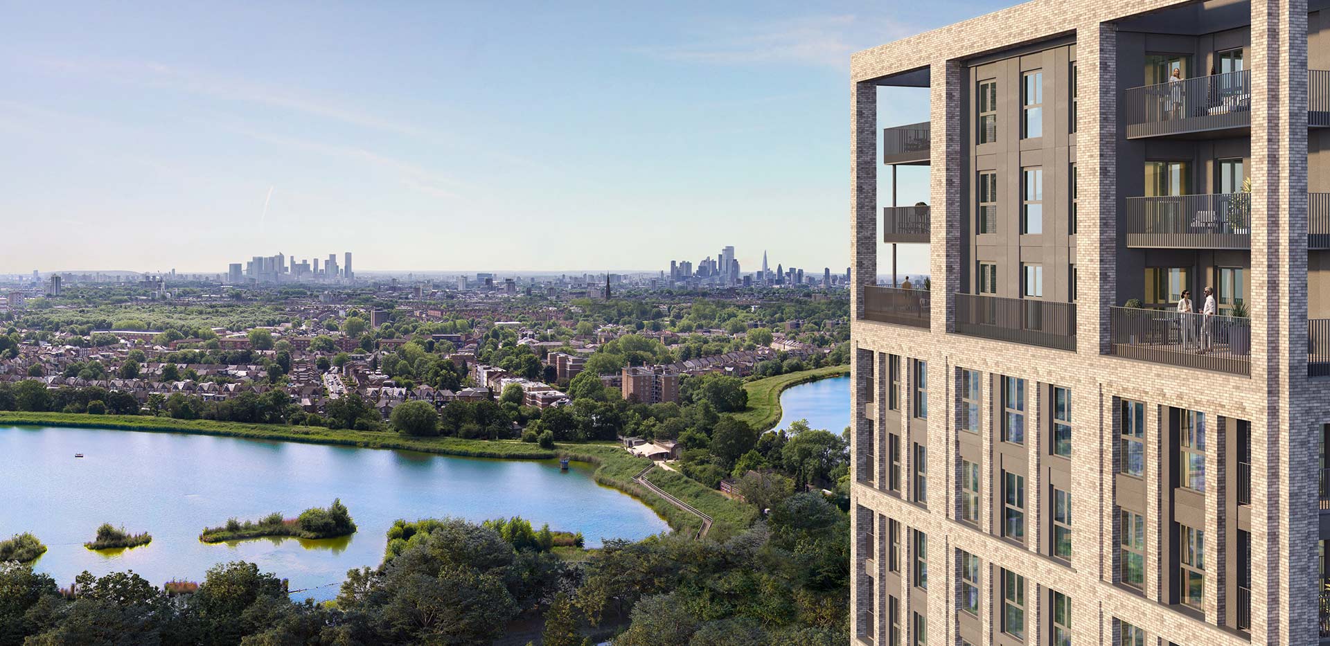 An exterior image of the Crown Collection at Woodberry Down