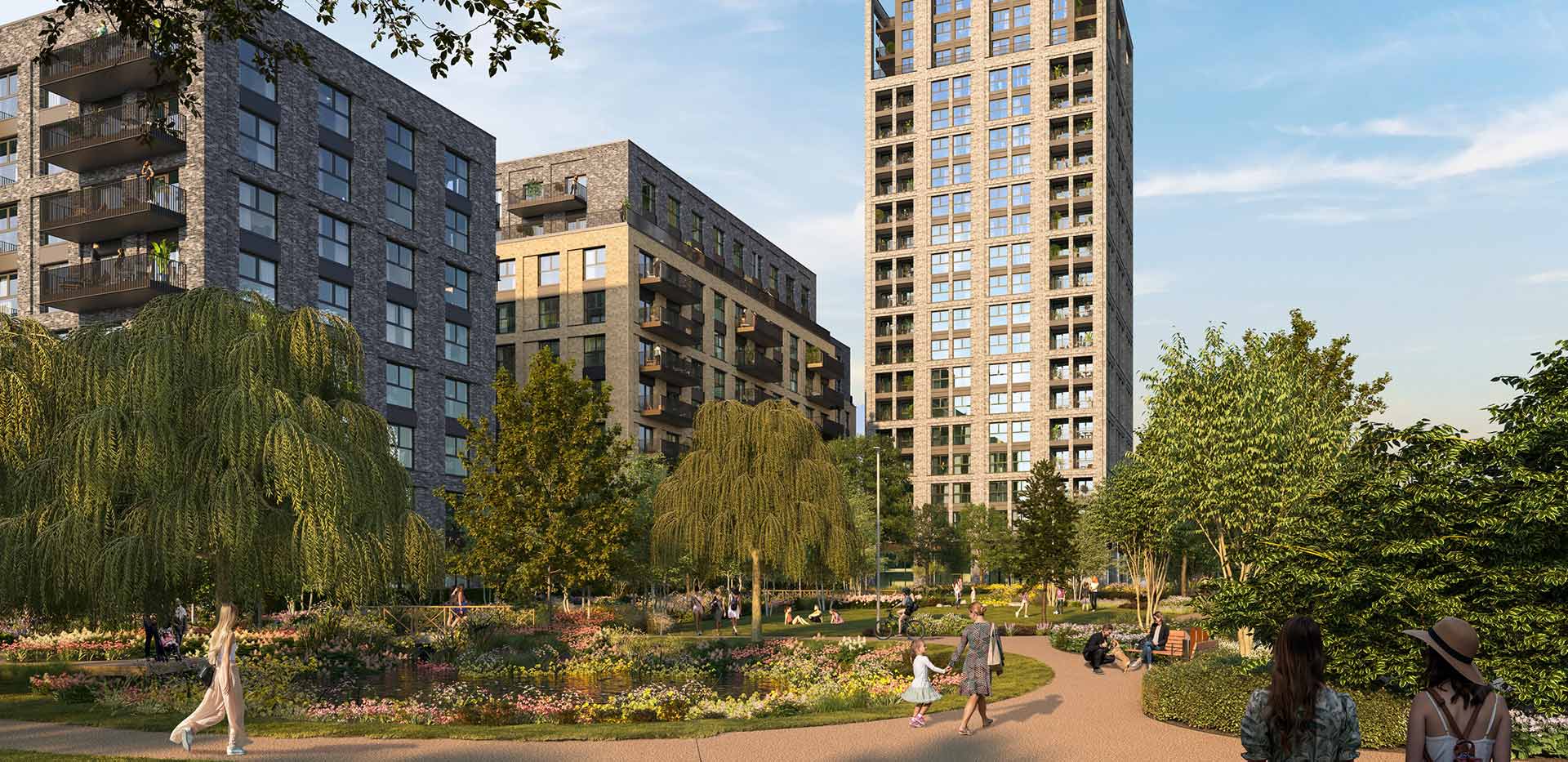 An exterior image of the Crown Collection at Woodberry Down