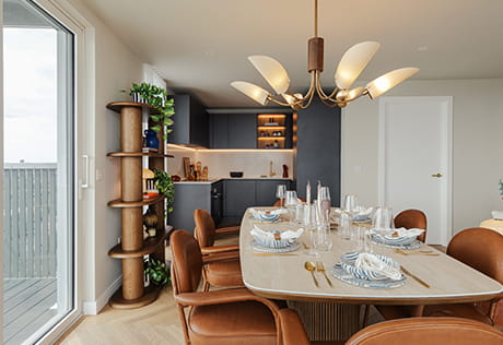 An interior image of the Dining / Kitchen from the Woodberry Down Showhome
