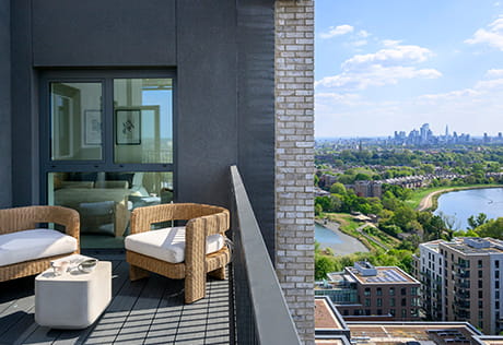 Woodberry Down apartment balcony with incredible city views