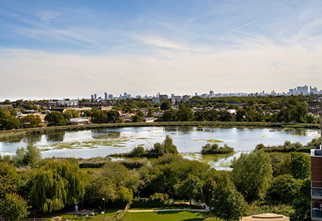 An exterior View of the water reservoir at Woodberry Down