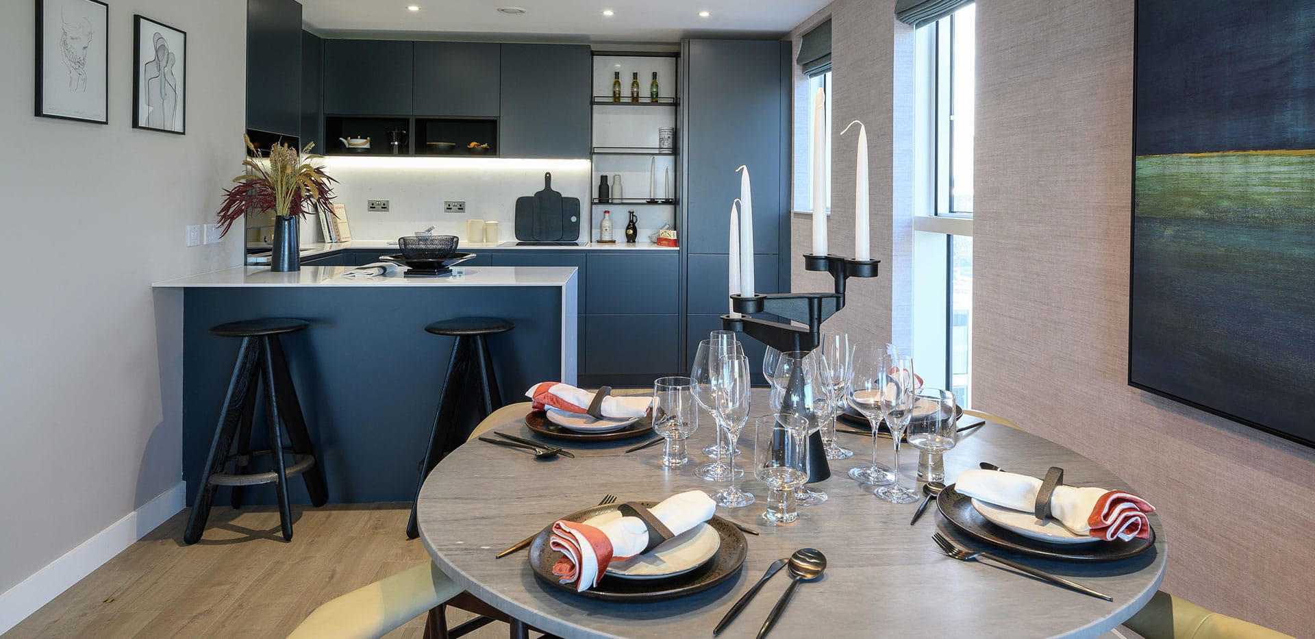 Berkeley, Woodberry Down, Amber Apartments, Kitchen / Dining