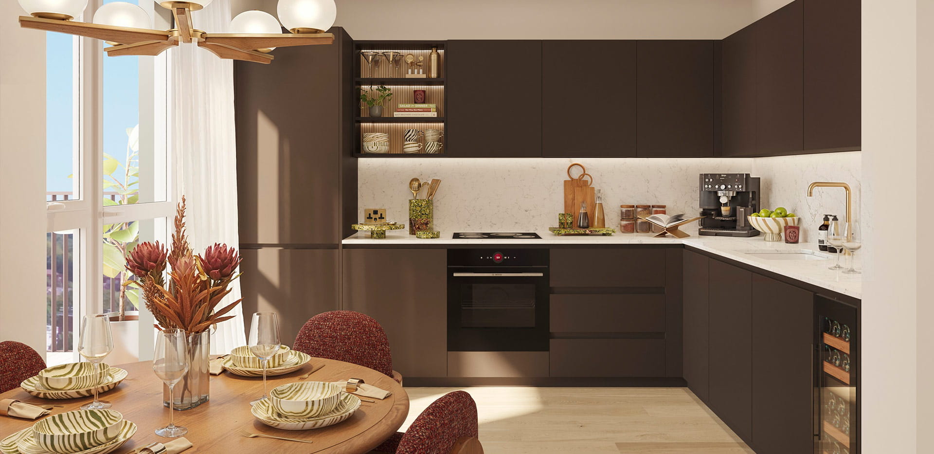 An interior Dining / Kitchen with dark cupboards image from The Grove Collection at Woodberry Down