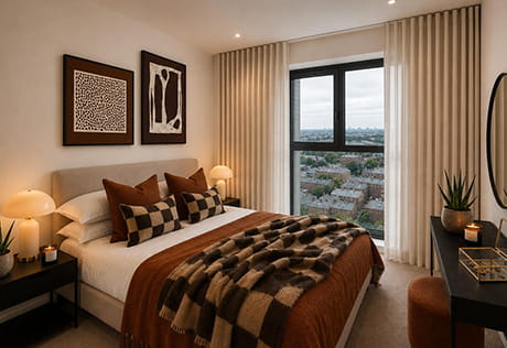 Woodberry Down, cosy and spacious bedroom with stunning city views