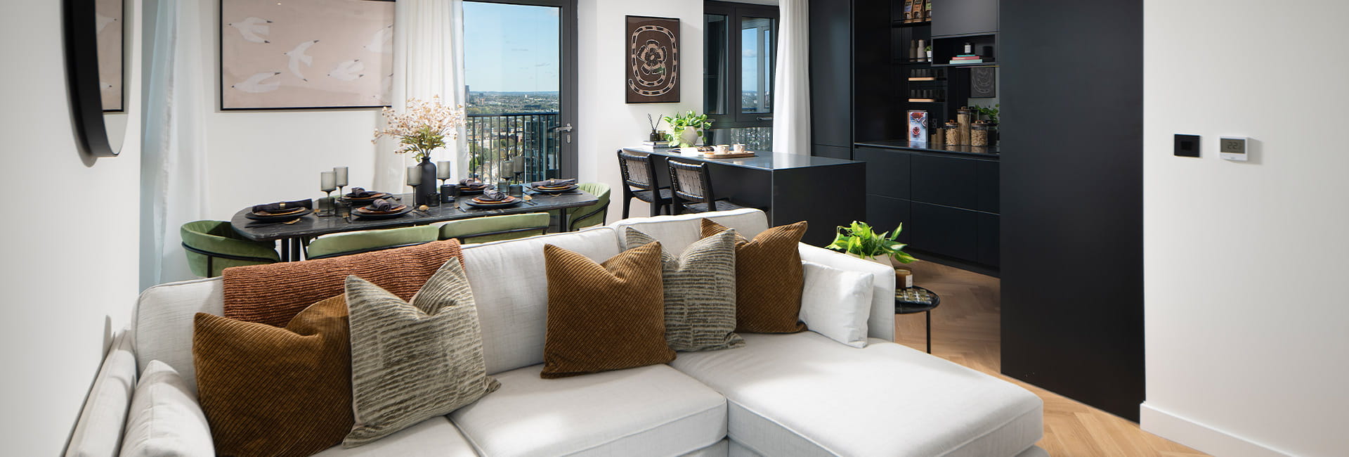Interior image of a kitchen/ living/ dining room at Woodberry Down