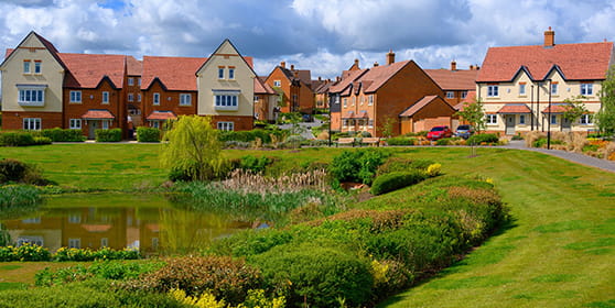 An exterior image of Woodhurst Park boasting vast open green space