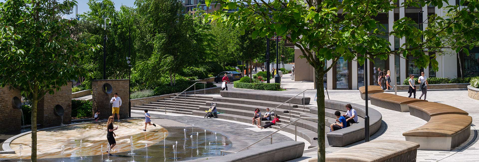 An exterior photograph of some places to the relax at White City Living