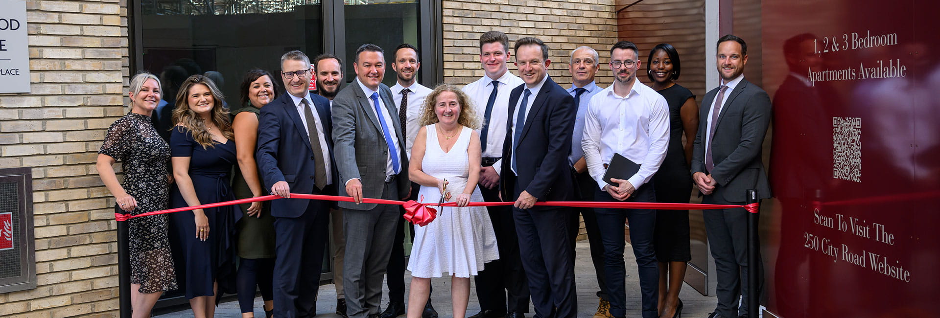 Berkeley team celebrating the 77 new homes delivered at 250 City Road