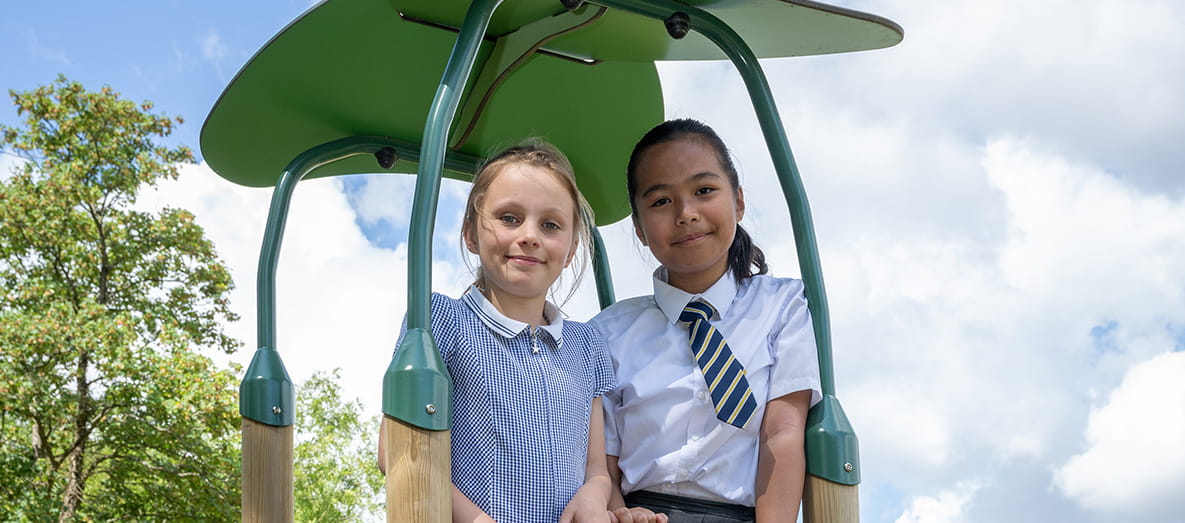 School children enjoying the new playground at Leighwood Fields