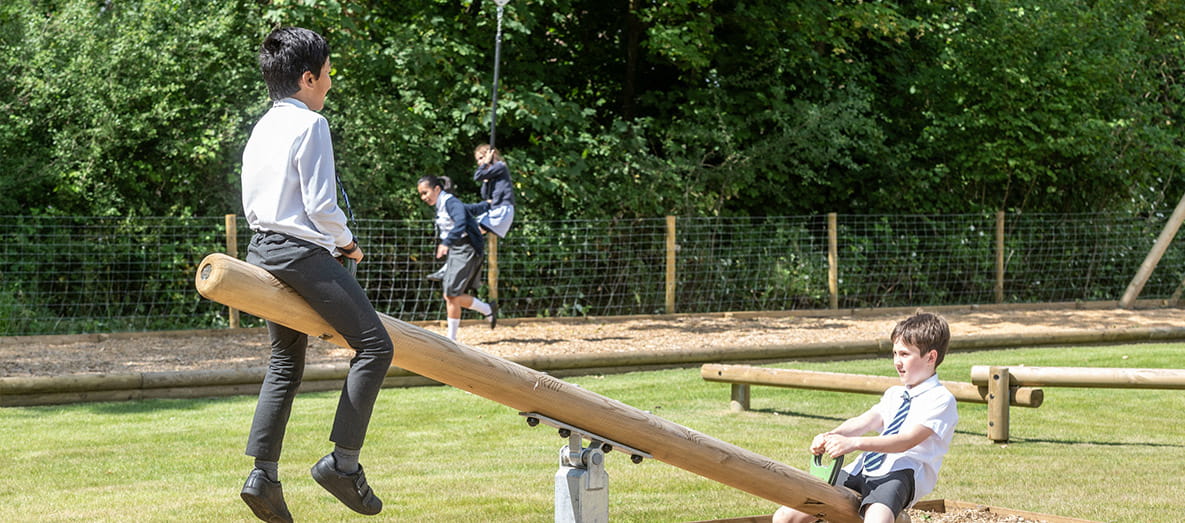 School children enjoying the new playground at Leighwood Fields