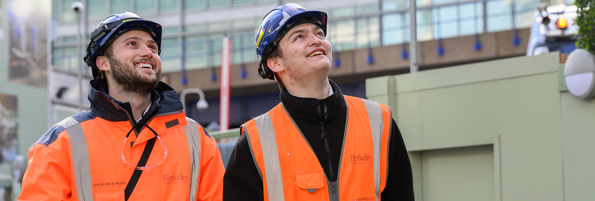 Two Berkeley employees reviewing construction progress