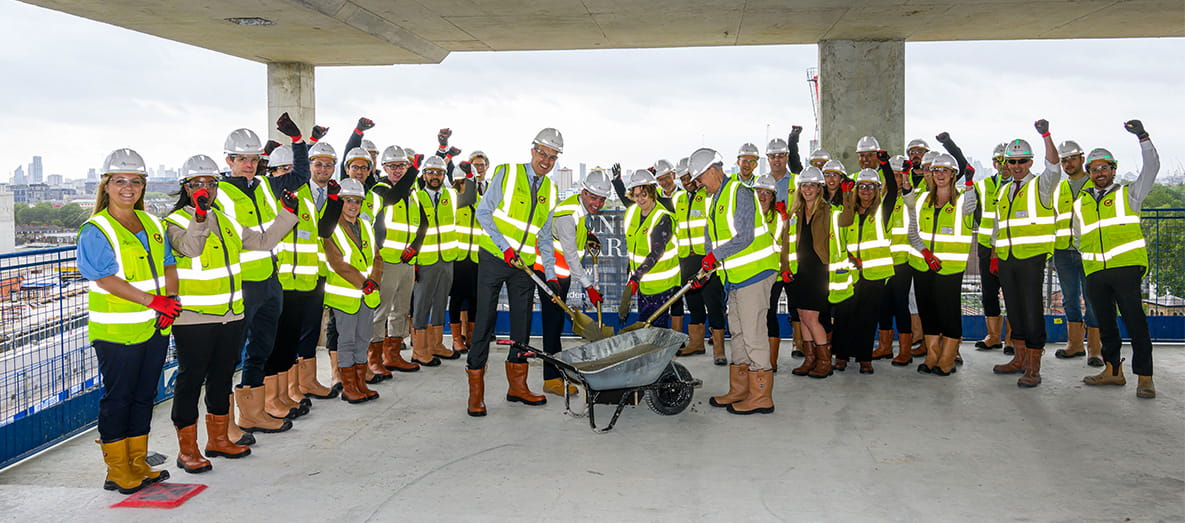 St George team celebrating the tapping out of Camden Goods Yard