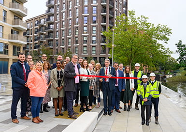 Mayor of Reading opening riverside square at Huntley Wharf