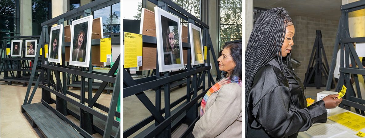 Montage image of exhibition at Poplar Riverside promoting women in construction