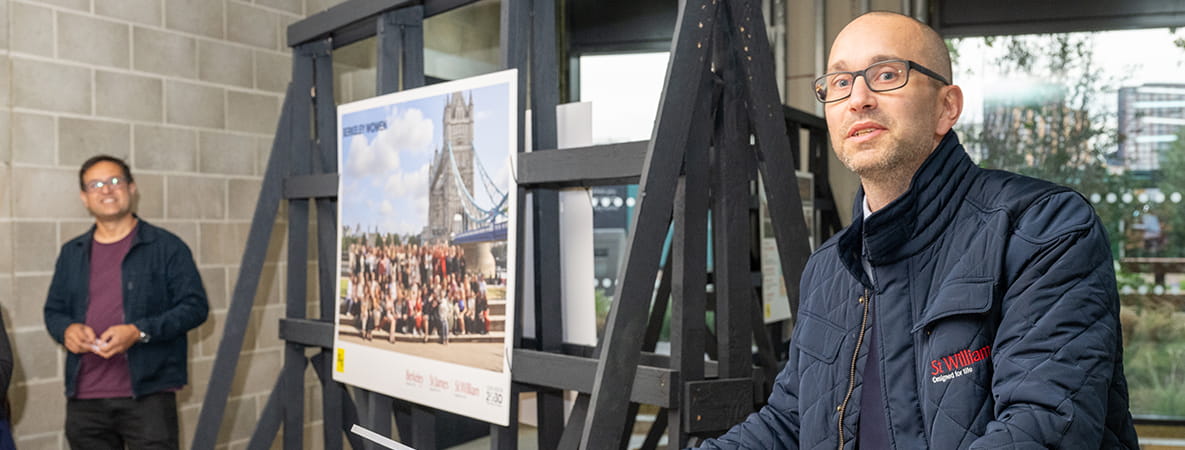 Image of exhibition at Poplar Riverside promoting women in construction