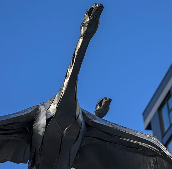 Bird statue outside of Eden Grove