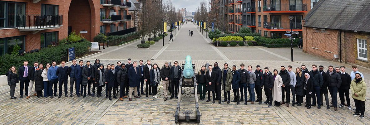 An image of all the Berkeley Group graduates at Royal Arsenal Riverside