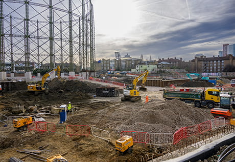 An image of construction work at Oval Village