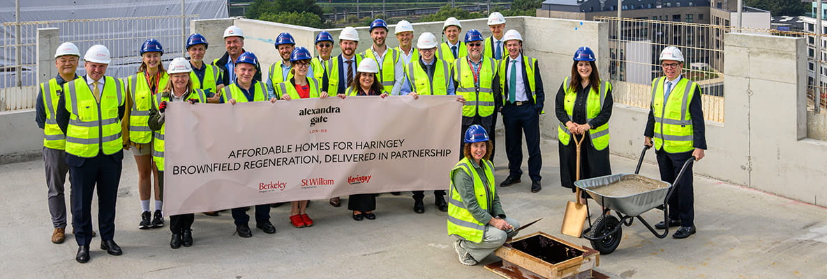 Haringey Councillors and Berkeley Group pose for a photo atop Alexandra Gate