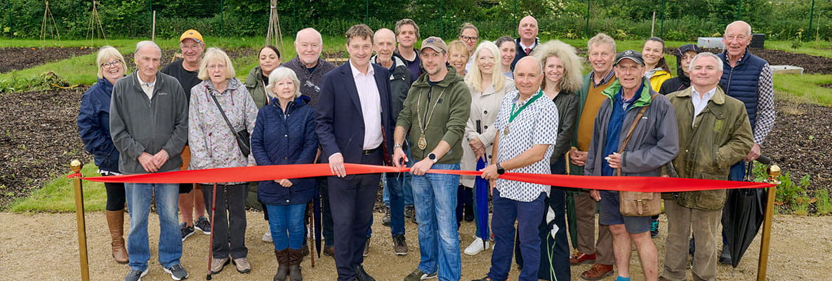 An image of everyone attending the Allotments Grand Opening at Highcroft