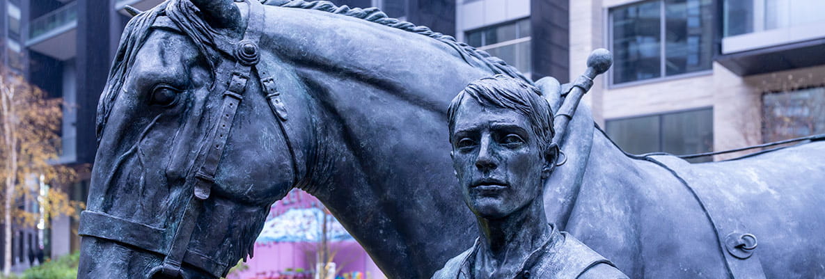 An image of a horse and worker at 250 City Road