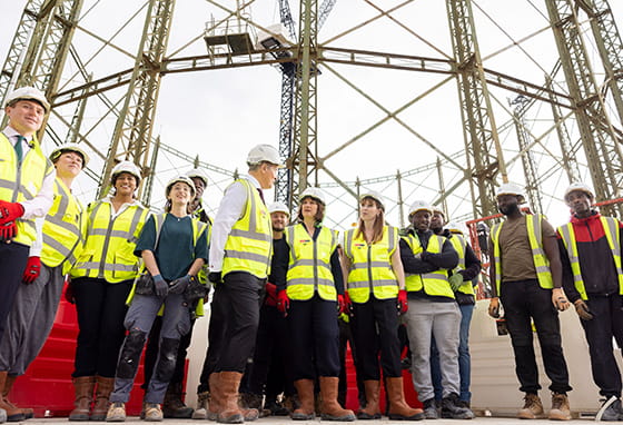 An image of the Chancellor Rachel Reeves and Deputy Prime Minister Angela Rayner with people from Oval Village