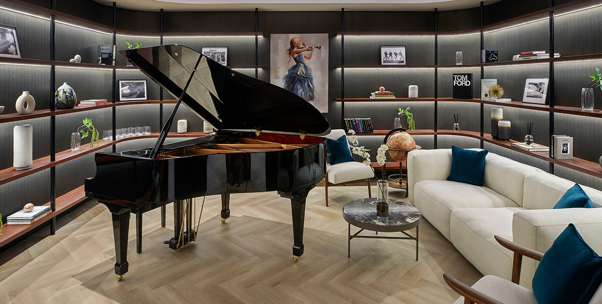 Prince of Wales Drive lounge with grand piano