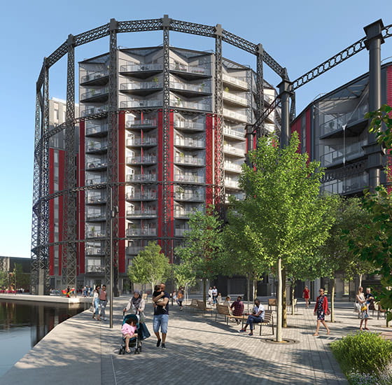 An exterior of Regents View next to the Canal