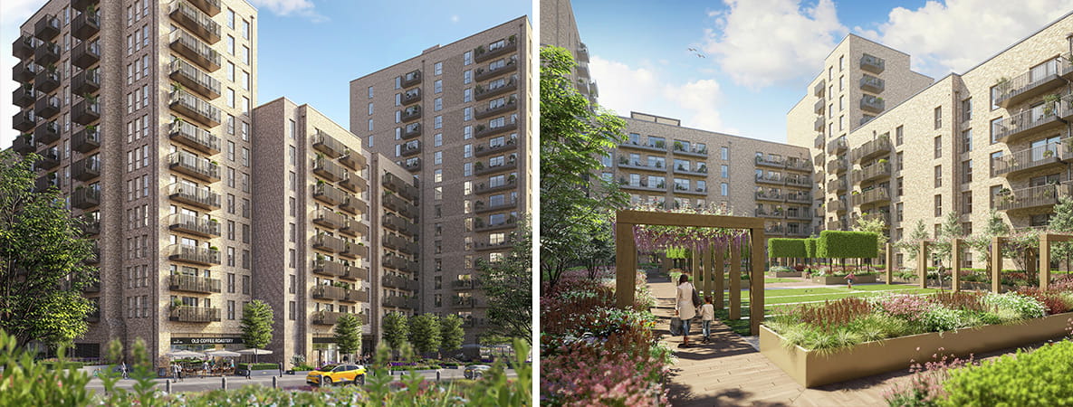 Montage of exterior images of Beaufort Park