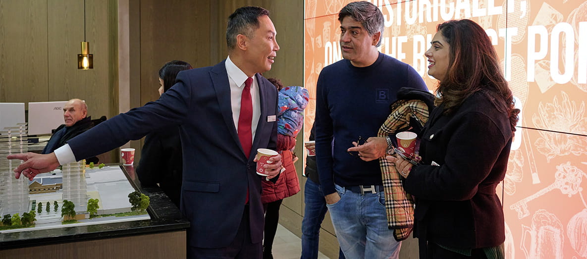 People in the London Dock Sales and Marketing Suite