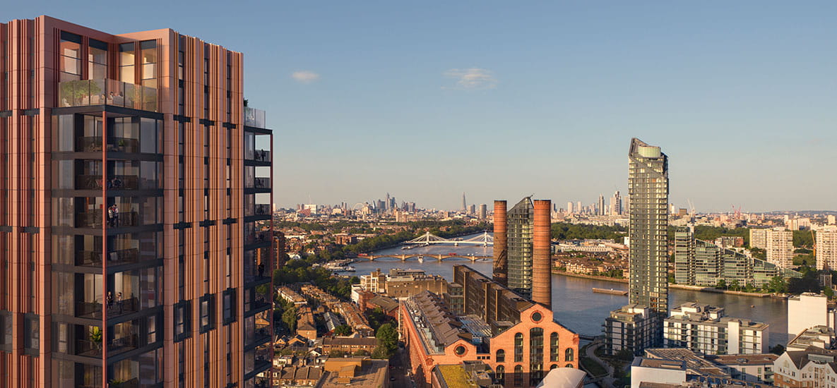 An image of King's Road Park boasting skyline views of London