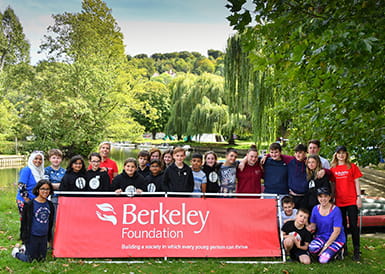 An image of the Berkeley Foundation team fundraising for charitable causes