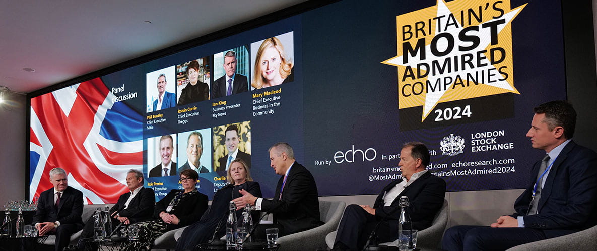 An image of a panel of speakers at Britain's Most Admired Companies