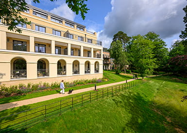 An exterior image of Sunningdale Park and the green space available