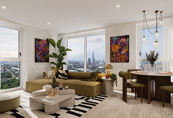 Bermondsey Place showhome living CGI