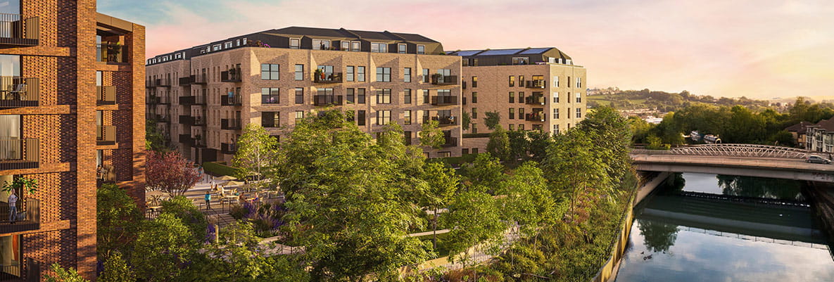 An exterior CGI of One Waterside