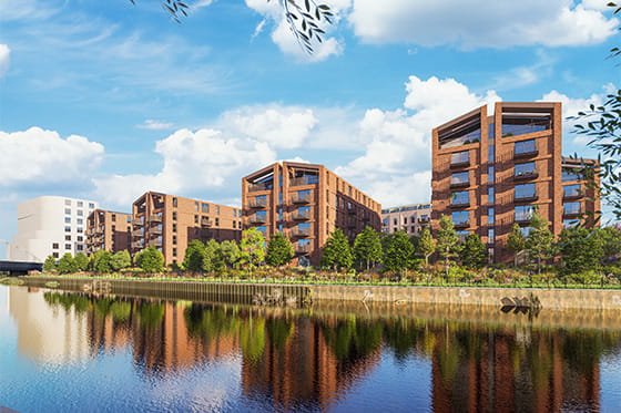 An exterior CGI of One Waterside
