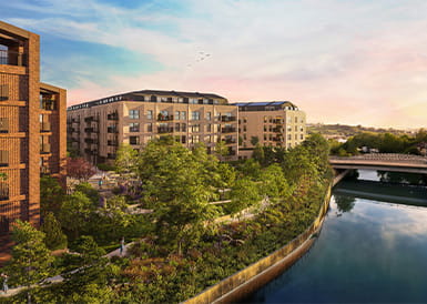 An exterior CGI of One Waterside