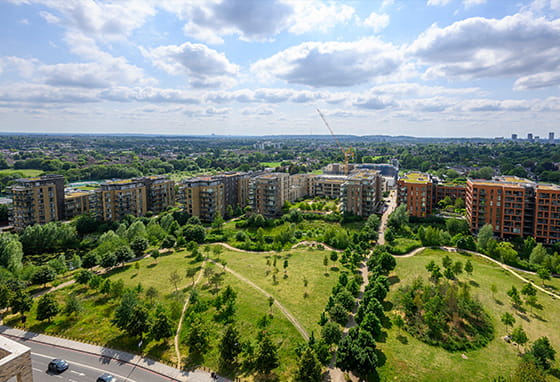 An aerial exterior image of Kidbrooke Village