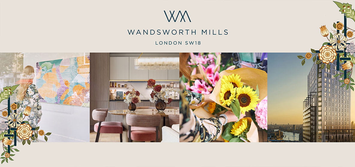 An montage of images from Wandsworth Mills with the Wandsworth Mills logo