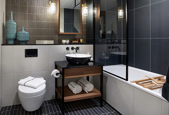London Dock bathroom with a dark design