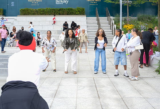 Residents enjoying TwelveTrees Park weekend street party