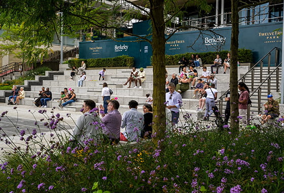 Residents enjoying TwelveTrees Park weekend street party