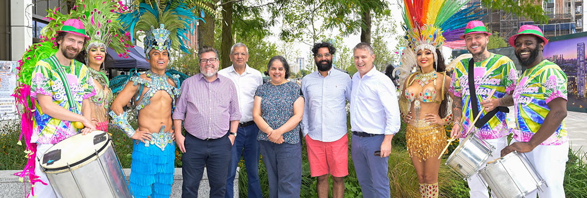 Residents enjoying TwelveTrees Park weekend street party