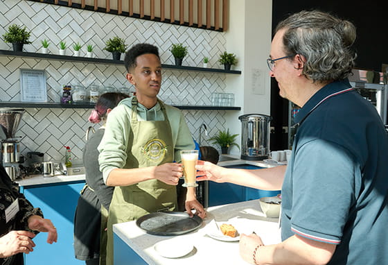 Grand Union barista at the new café 