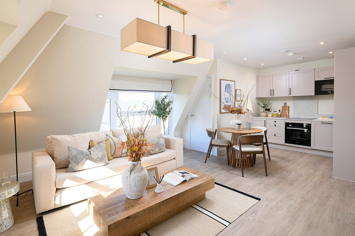 An image of a living/dining area within a new Hartland Village showhome